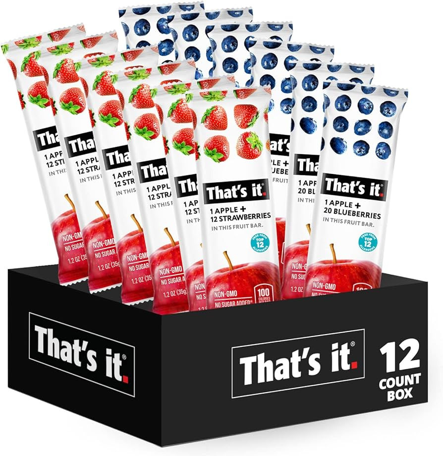 That's it. Fruit Bars 12 Variety Pack 100% Natural Real Fruit Bar, High Fiber Vegan, Gluten Free,... | Amazon (US)