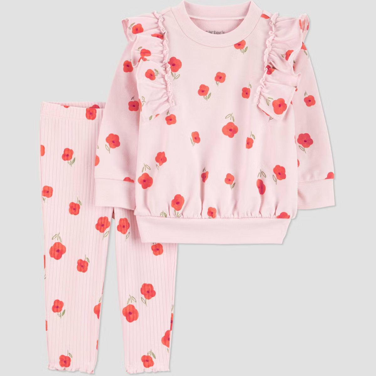 Carter's Just One You® Baby Girls' 2pc Short Sleeve Floral Peplum and Leggings Set - Pink | Target