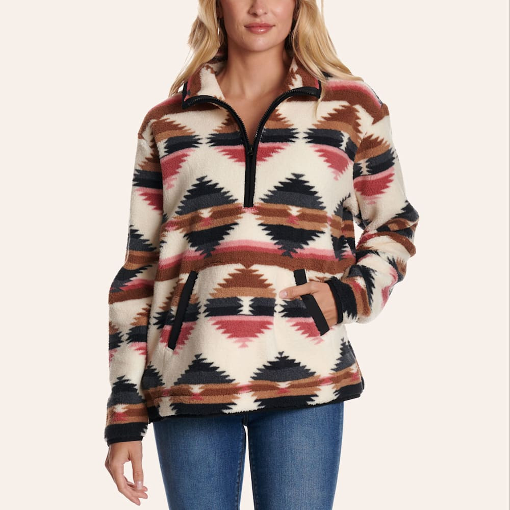 Rockin' C Women's Pink Aztec Print Fleece Quarter Zip Jacket | Cavender's