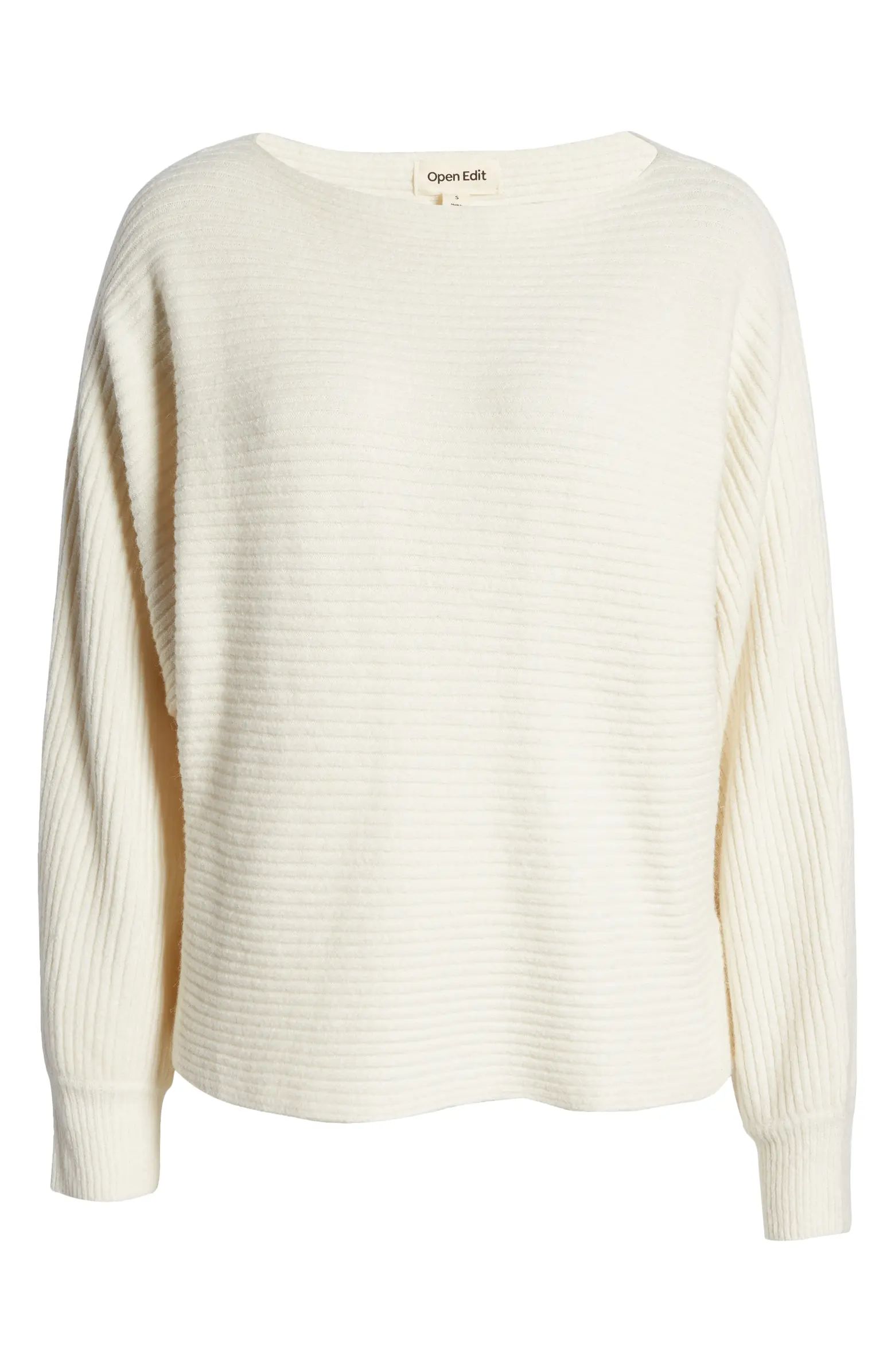 Open Edit Rib Dolman Sleeve Cotton Blend Sweater | Nordstrom | Nordstrom Canada