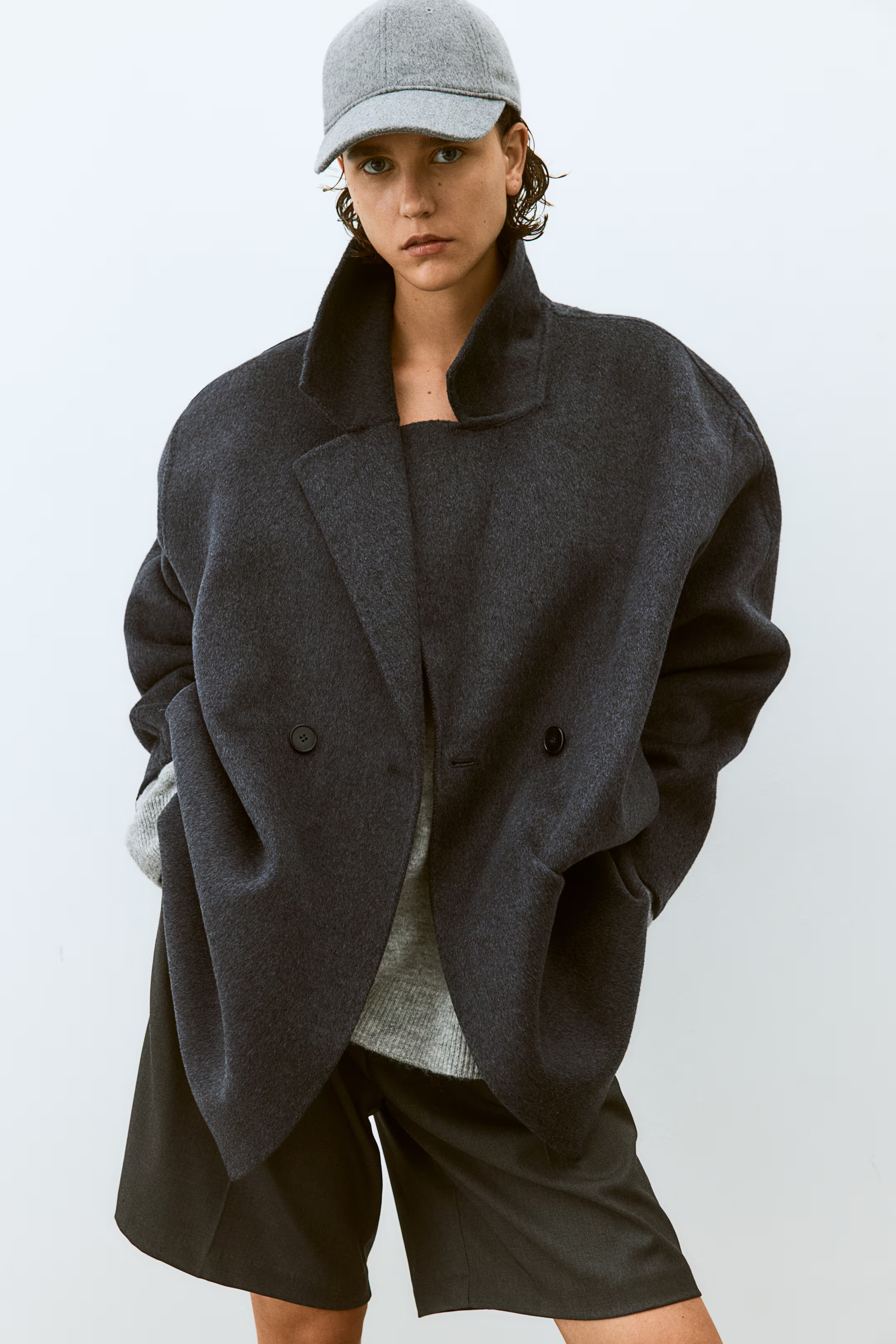 Wool-blend coat - Dark grey - Ladies | H&M GB | H&M (UK, MY, IN, SG, PH, TW, HK)