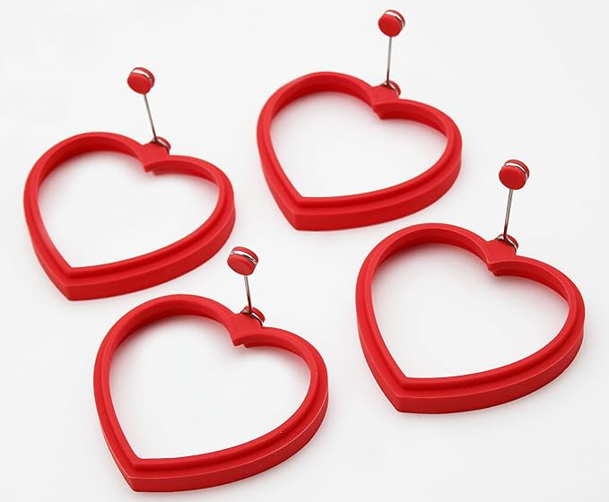 Heart-Shaped Egg and Pancake Ring Mold, Reusable Silicone, Red - Perfect Shapes for Kids' Breakfa... | Amazon (US)