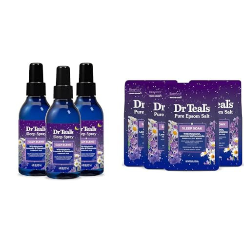 Dr Teal's Sleep Spray with Melatonin & Essential Oil Blend, 6 fl oz (Pack of 3) & Sleep Soak with Pure Epsom Salt, Melatonin & Essential Oil Blend, 3 lb (Pack of 4) | Amazon (US)