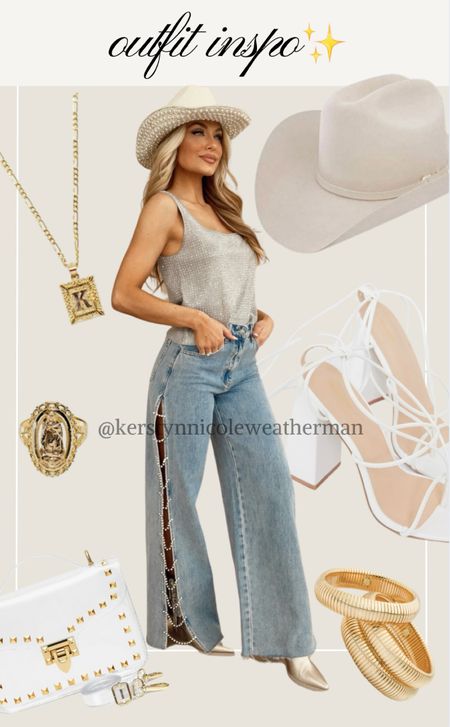 Step into the spotlight with our Country Star Rhinestone Denim. The high waisted design offers comfort and style, while the button and zipper closure ensures a secure fit. The light wash denim features side slit details and rhinestone chain accents for added sparkle and shine. Elevate your look with this unique and statement-making piece, pertect for concerts and testivals.

Country Concert Outfit

This western look is perfect for your next country music festival, Nashville trip, or bachelorette party!

Country concert outfit, western fashion, concert outfit, western style, rodeo outfit, cowgirl outfit, cowboy boots, bachelorette party outfit, Nashville style, Texas outfit, sequin top, country girl, Austin Texas, cowgirl hat, pink outfit, cowgirl Barbie, Stage Coach, country music festival, festival outfit inspo, western outfit, cowgirl style, cowgirl chic, cowgirl fashion, country concert, Morgan wallen, Luke Bryan, Luke combs, Taylor swift, Carrie underwood, Kelsea ballerini, Vegas outfit, rodeo fashion, bachelorette party outfit, cowgirl costume, western Barbie, cowgirl boots, cowboy boots, cowgirl hat, cowboy boots, white boots, white booties, rhinestone cowgirl boots, silver cowgirl boots, white corset top, rhinestone top, crystal top, strapless corset top, pink pants, pink flares, corduroy pants, pink cowgirl hat, Shania Twain, concert outfit, music festival

#LTKSeasonal #LTKstyletip #LTKFestival