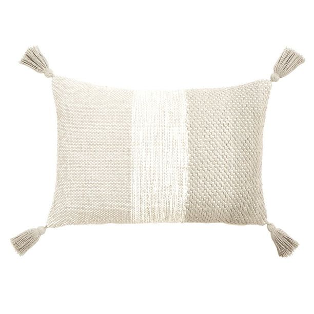Gap Home Blocked Slub Decorative Oblong Throw Pillow with Tassels, Khaki, 14" x 20" - Walmart.com | Walmart (US)