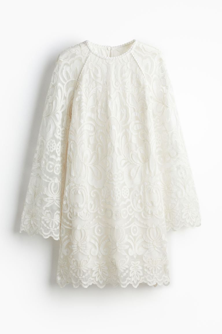 Embroidered Dress - White - Ladies | H&M US | H&M (US + CA)