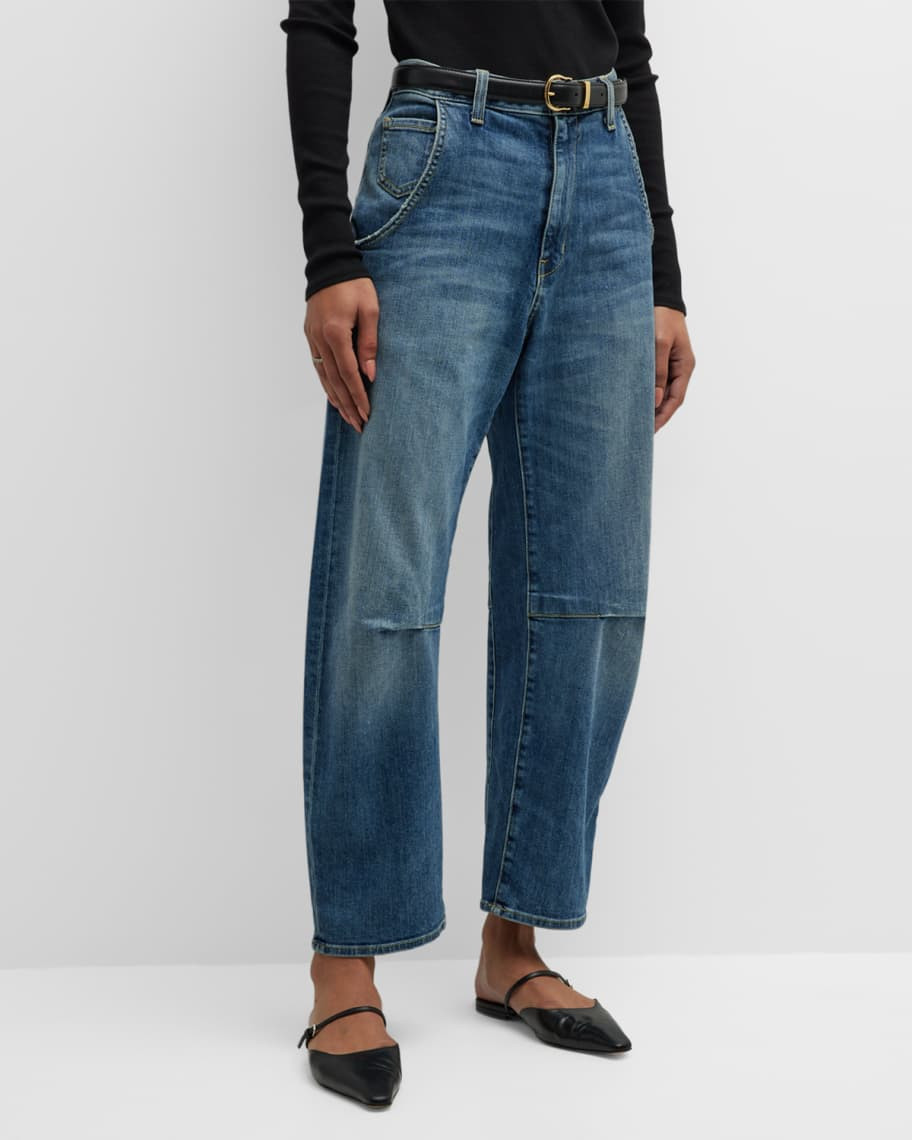Nili Lotan Emerson Wide-Leg Faded Denim Jeans | Neiman Marcus