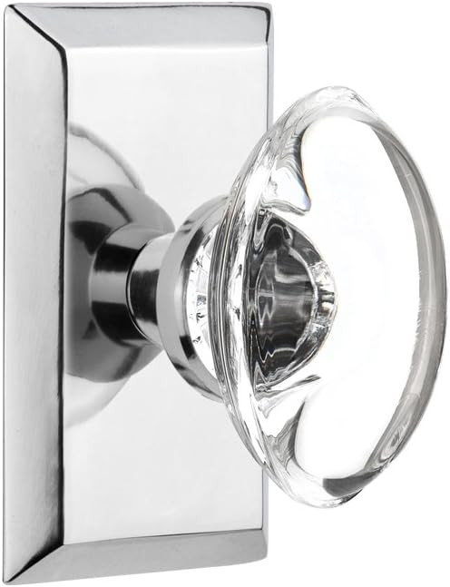 Nostalgic Warehouse Studio Plate with Oval Clear Crystal Glass Knob, Single Dummy, Bright Chrome | Amazon (US)