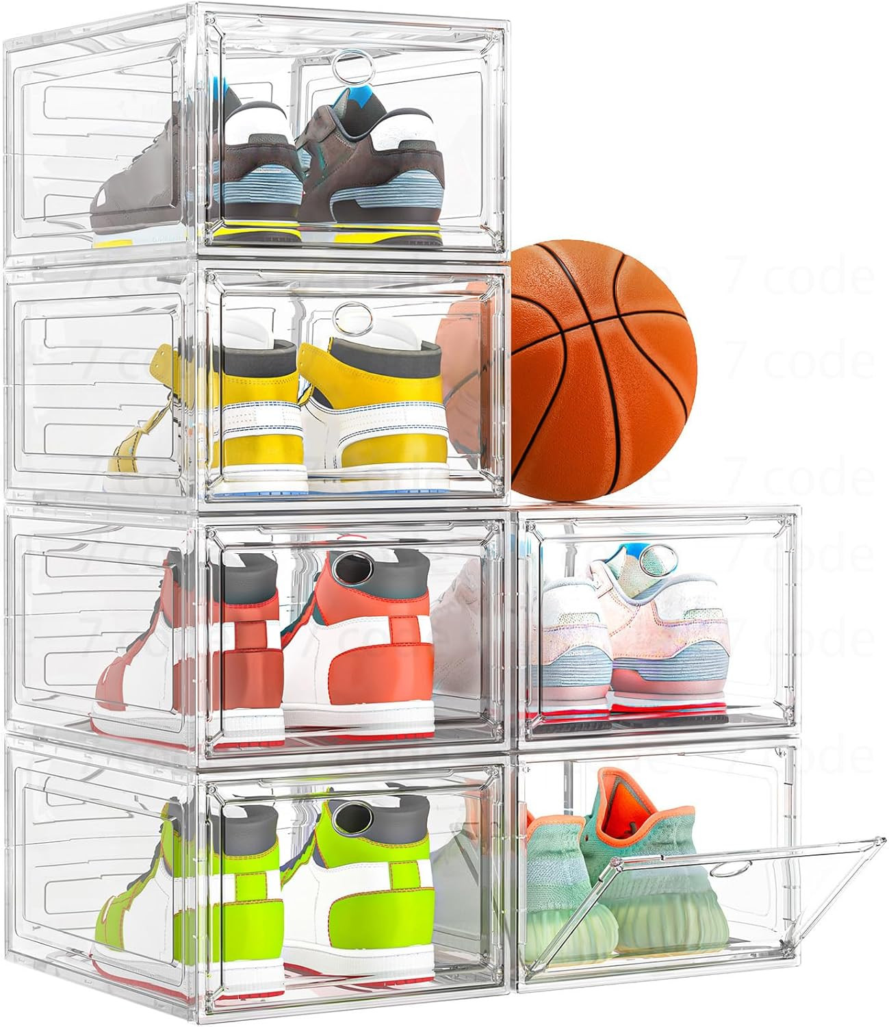 Thickened Clear Shoe Storage Organizer with Magnetic Door, Sturdy Stackable Shoe Boxes for Closet... | Amazon (US)