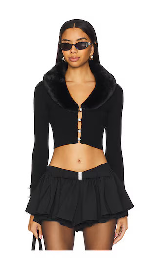 Laurel Faux Fur Shawl Cardigan in Black | Revolve Clothing (Global)