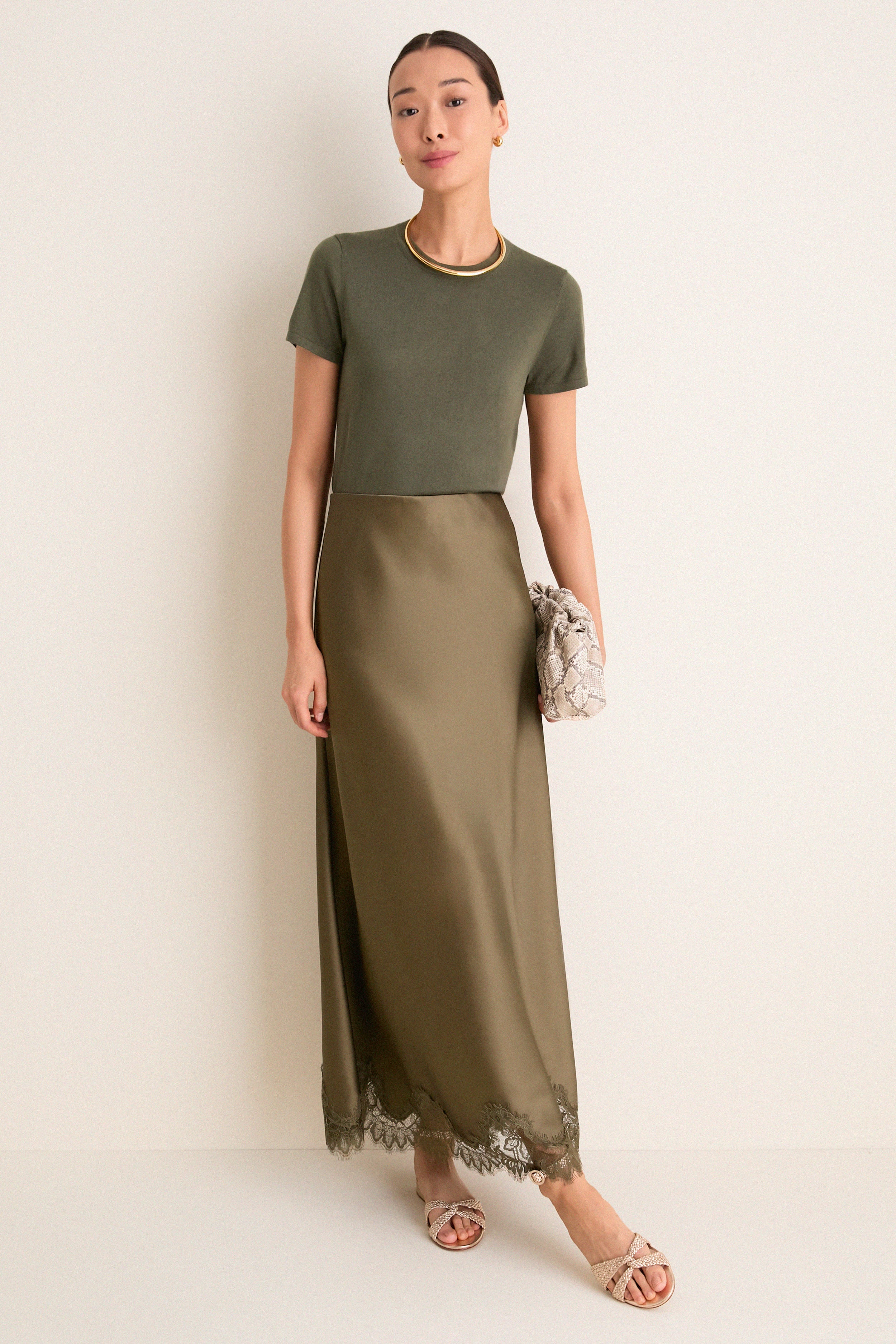 Olive Cashmere Silk Katie Tee | Tuckernuck (US)