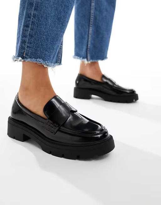 SEQWL Alfa chunky loafers in black | ASOS (Global)