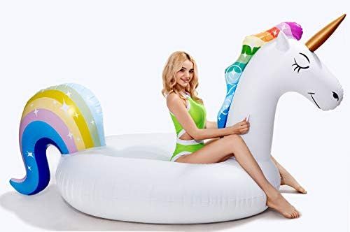 dreambuilderToy Giant Inflatable Unicorn Pool Float, 9 Feet Long , Unicorn Pool Float Floatie Rid... | Amazon (US)