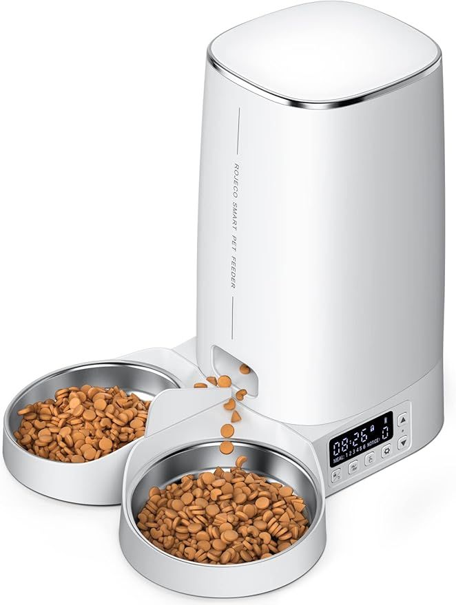 ROJECO Automatic Cat Feeders for 2 Cats, 4L Timed Cat Feeder Dog Dry Food Dispenser with Splitter... | Amazon (US)