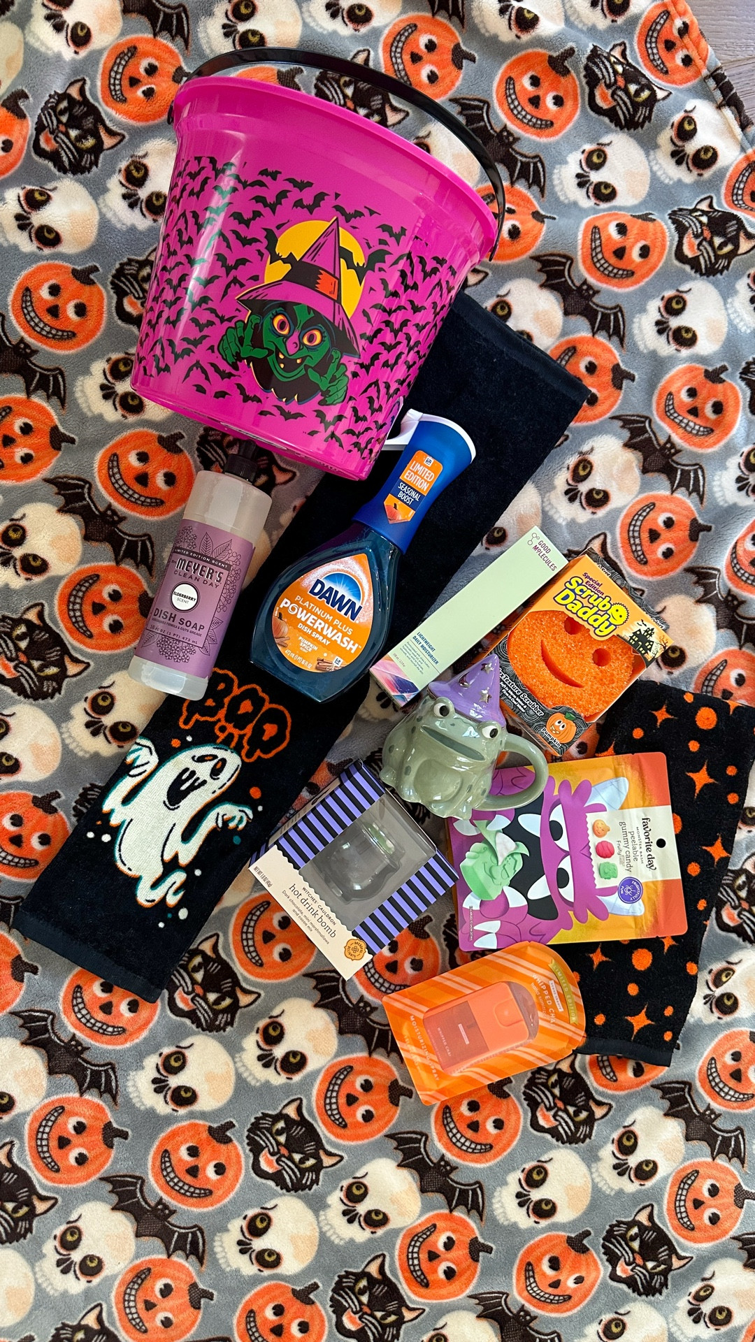 Halloween bucket. Halloween mug. Pumpkin spice Dawn power wash. Mrs. Meyers fall scents. Pumpkin scrub daddy. Halloween hot chocolate bombs. Halloween candy. Halloween gift ideas. Halloween gift. Boo basket. Boo bucket.

#LTKSeasonal #LTKHome #LTKHalloween
