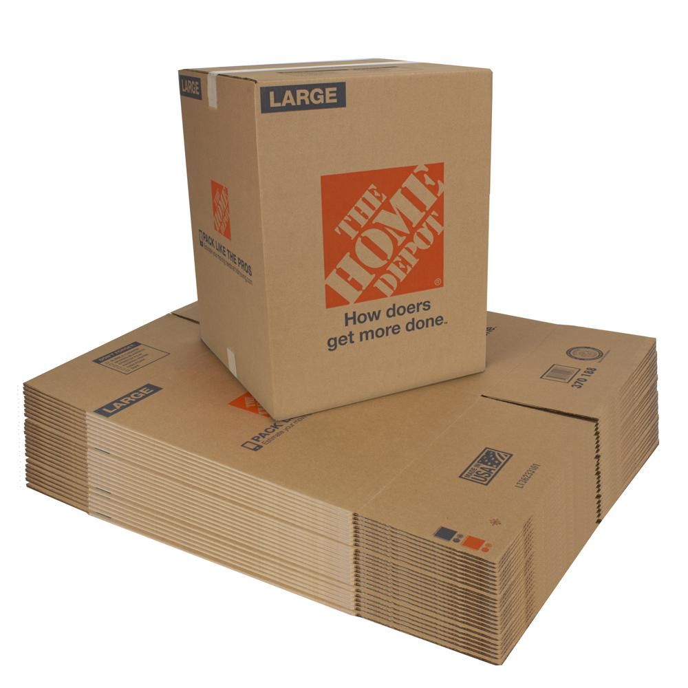 The Home Depot Large Moving Box 25-Pack (18 in. L x 18 in. W x 24 in. D) | The Home Depot