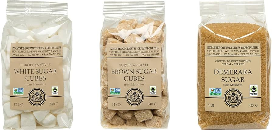 India Tree Coffee & Tea Sugar Variety Pack - White, Brown, and Demerara Sugar | Amazon (US)