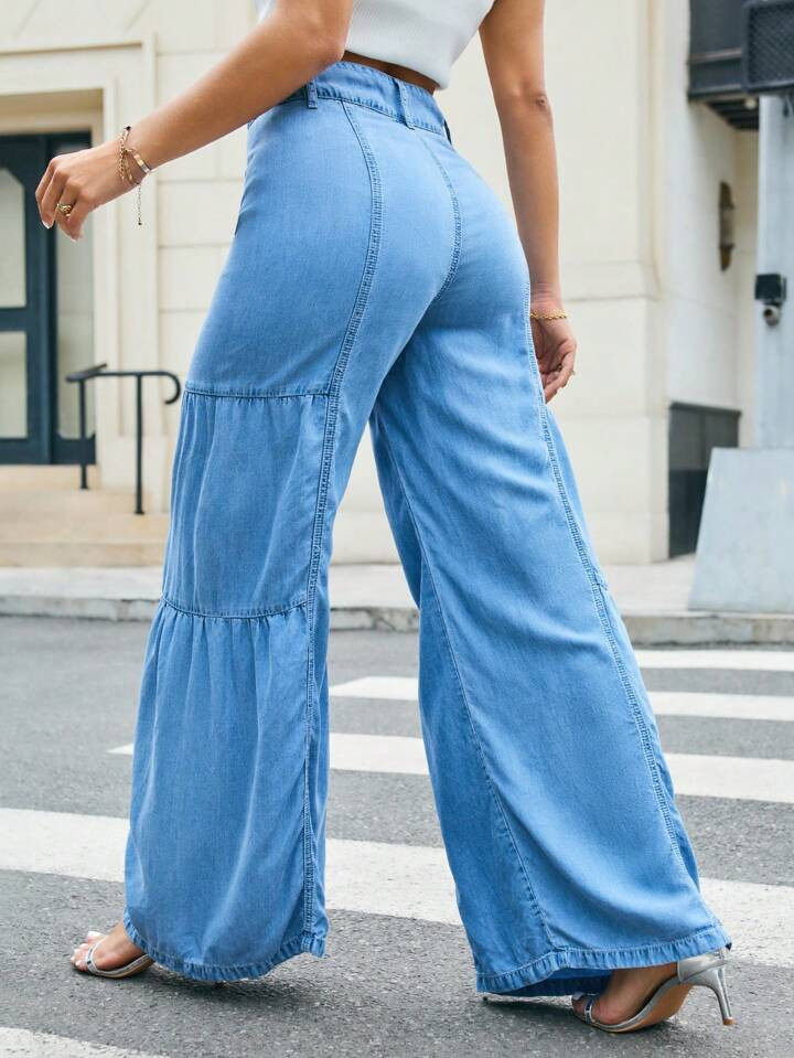 SHEIN Essnce Ladies' Casual Wide Leg Pants For Summer | SHEIN