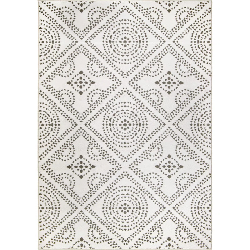 Geometric Area Rug in White/Gray | Wayfair North America