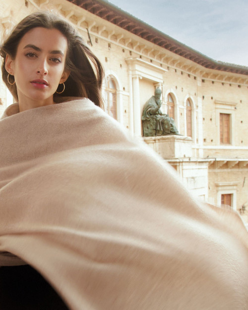 Monticelli Cashmere Pure Cashmere Feather-Light Maxi Wrap Stole in Beige at Nordstrom | Nordstrom