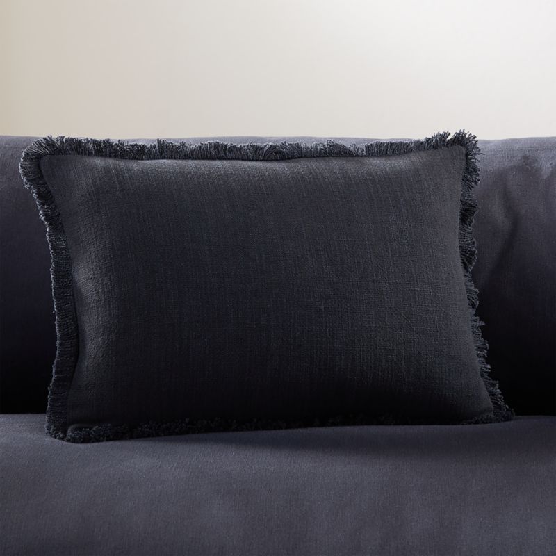 18"x12" Eyelash Black Linen Pillow | CB2 | CB2