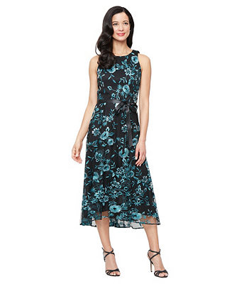 Women's Embroidered Tulle Midi Dress | Macy's