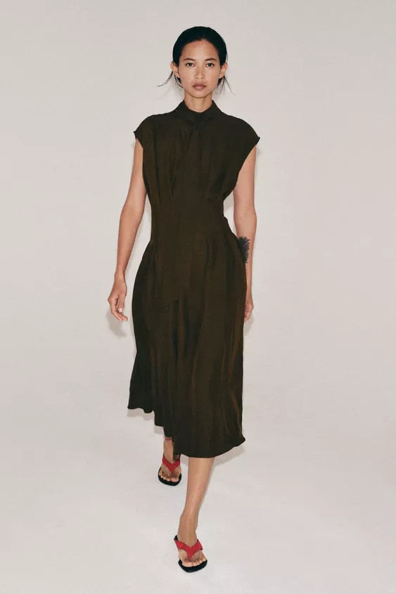 ZW COLLECTION TIED MIDI DRESS | Zara US