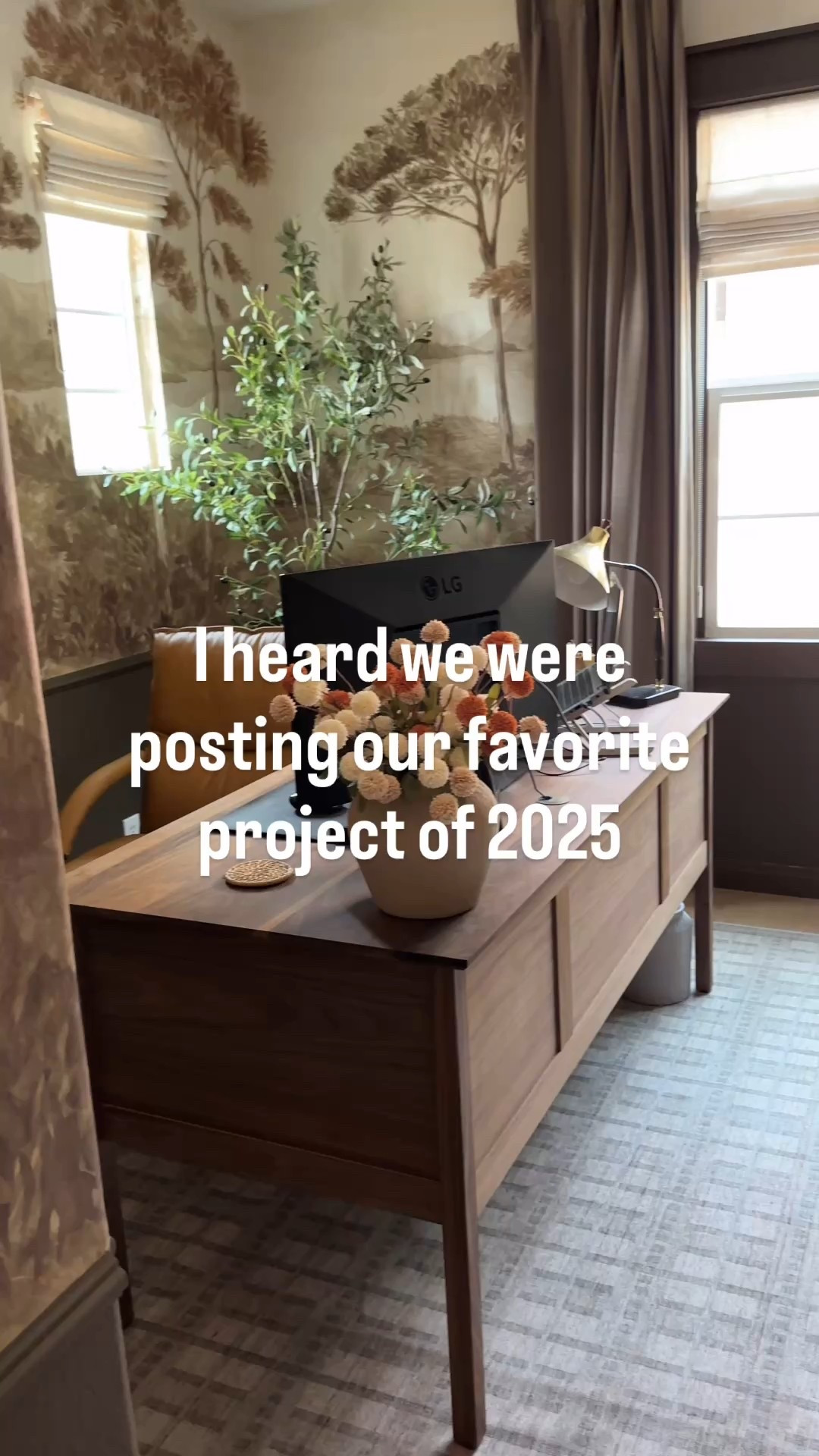 Brown home office, moody home office, wallpapered home office, wood desk, retro keyboardds

#LTKHome