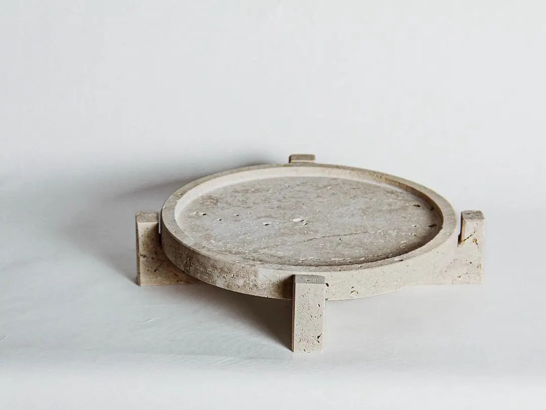 Travertine Tray With Riser Stand, Natural Stone Decorative Tray, Modern Minimalist Display Stand,... | Etsy (US)