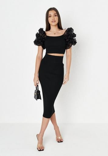 Missguided - Black Co Ord Rib Knit Midaxi Skirt | Missguided (UK & IE)