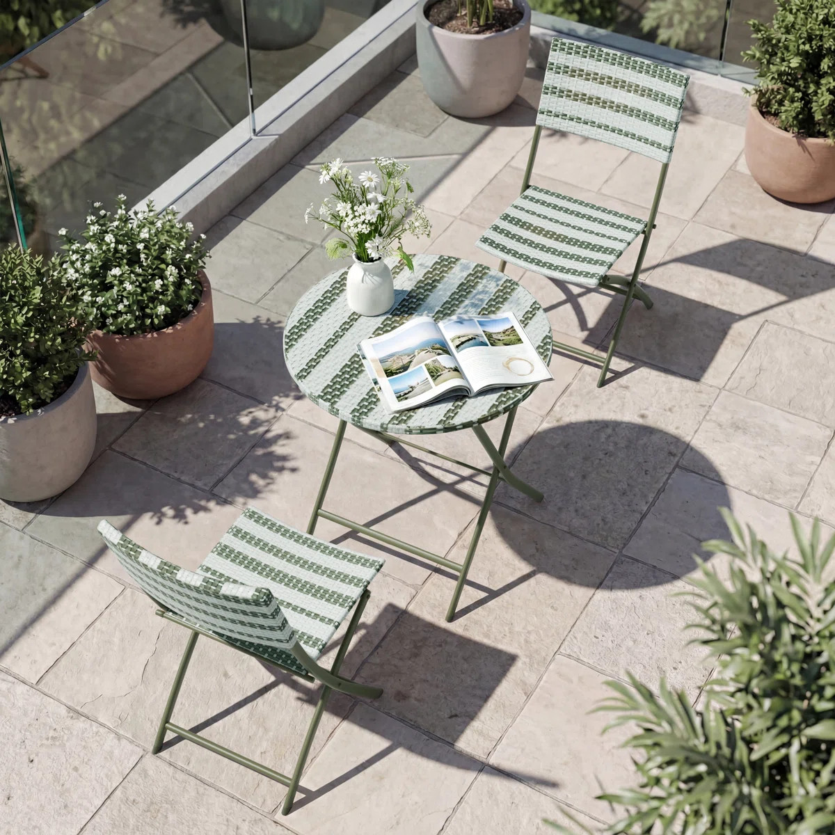 3-piece Steel Frame Wicker Folding Bistro Set | Wayfair North America