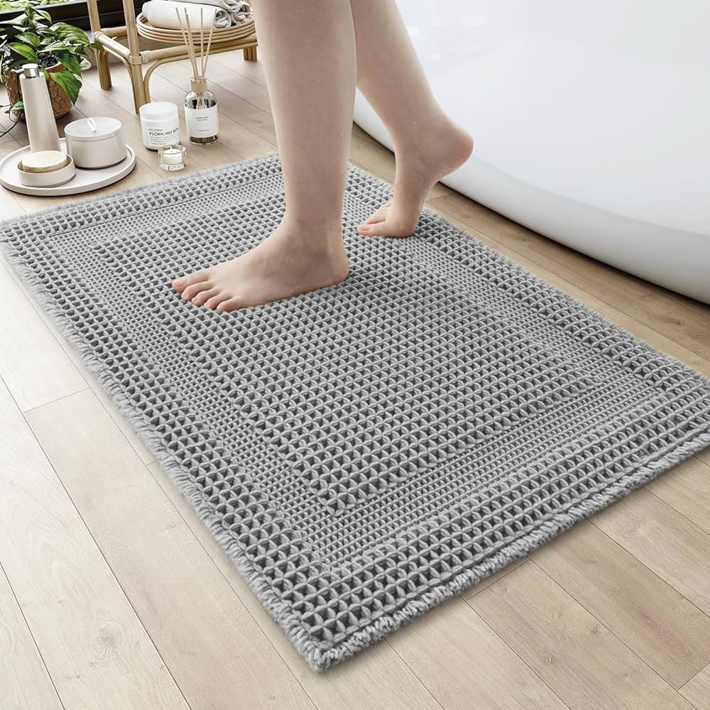 AMOAMI Waffle Bath-Mat, Absorbent Bath Mats for Bathroom Non Slip, Machine Washable Bathroom Rugs... | Amazon (US)