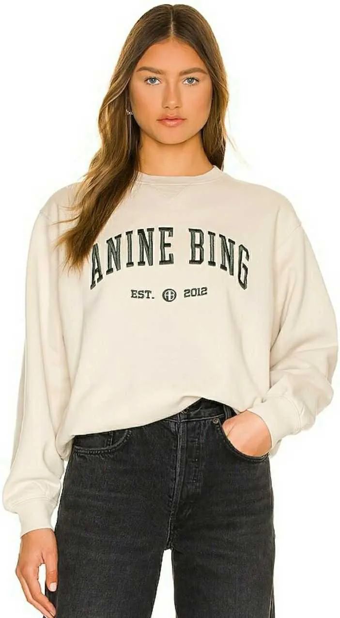 Anine Bing Letters Embroidered Sweatshirt Women Designer Pullover Sweater Fashion Hoodie Fleece S... | DHGate