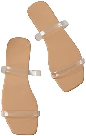 GORGLITTER Women's Summer Beach Clear Flat Sandals Cute Trendy Square Toe Double Strappy Slide Fl... | Amazon (US)