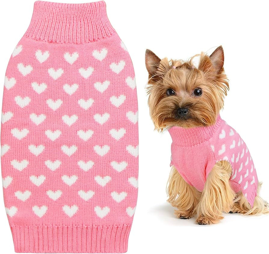 Valentine’s Day Dog Sweater, Dog Valentines Day Clothes Dog Valentines Outfit Knitted Dog Heart... | Amazon (US)