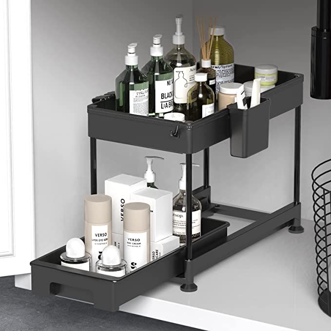 SPACELEAD Under Sink Organizers and Storage, Under Sliding Cabinet Basket Organizer, 2 Tier Under... | Amazon (US)