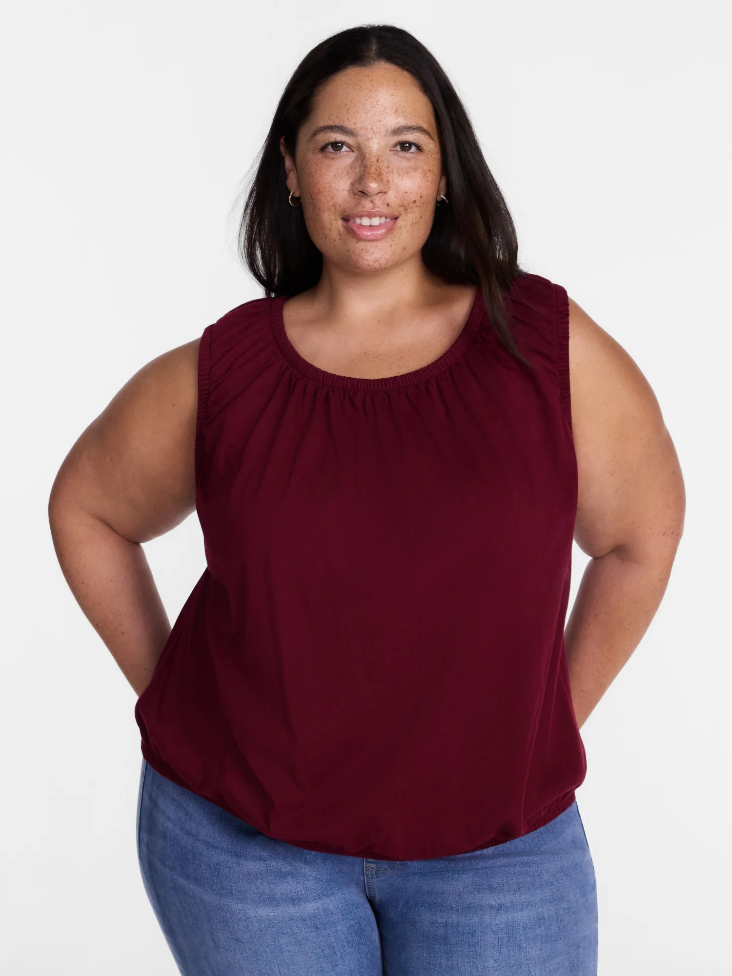Terra & Sky Women’s Plus Sleeveless Cotton Flowy Top, Size 0X-4X | Walmart (US)