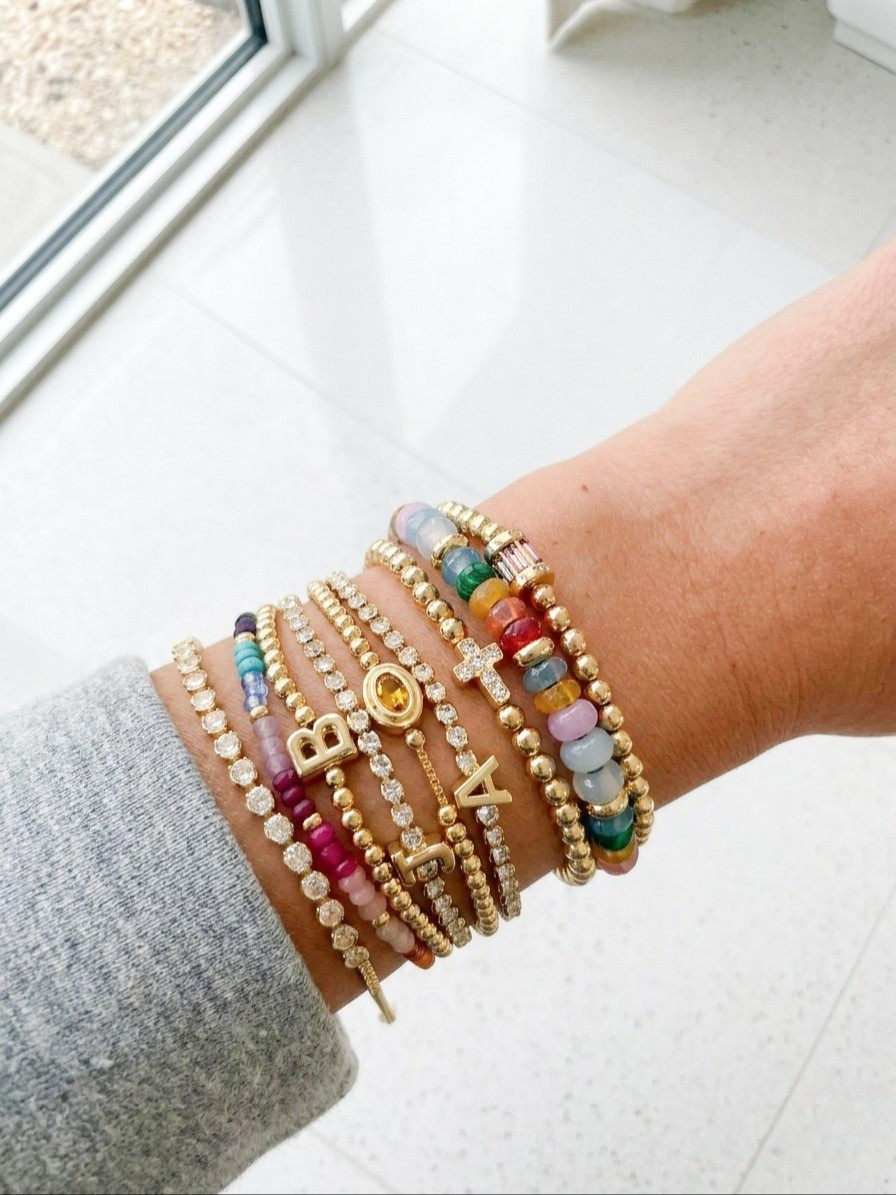 My favorite stackable bracelets are on sale! Amazon prime day deals! Stackable bracelets on sale! Initial bracelets. Colorful bead bracelets. Summer bracelets. Birthstone jewelry. Gifts for mom. Baublebar. Amazon jewelry. Jewelry dupes. 

#LTKSaleAlert #LTKOver40
