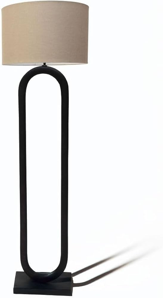 Arthur Cameron - Kelston Modern Floor Lamp, Handmade from Stained Black Mango Wood with a Beige L... | Amazon (UK)