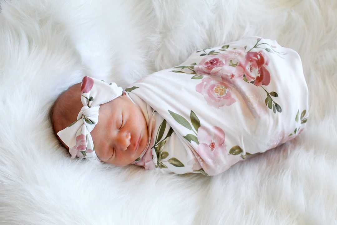 Rose Baby Swaddle Blanket, Baby Girl Swaddle, Rose Blanket, Newborn Swaddle, Girl Baby Blanket, S... | Etsy (US)
