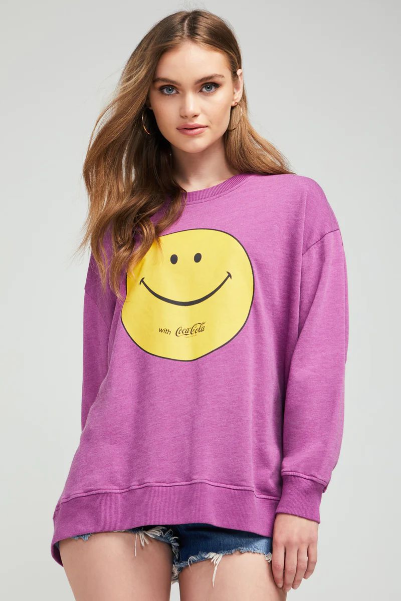 Smile With Coke Roadtrip Sweatshirt | Purple Wine | Wildfox