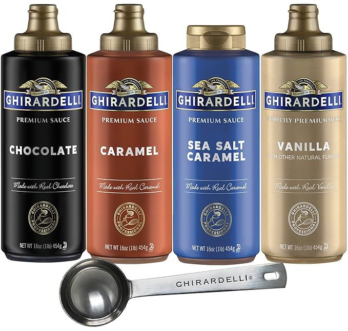 Ghirardelli - Black Label, Vanilla, Caramel, Sea Salt Caramel Flavored Sauce, 16 Ounce Bottles (S... | Amazon (US)