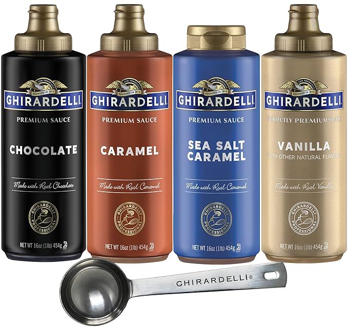 Ghirardelli - Black Label, Vanilla, Caramel, Sea Salt Caramel Flavored Sauce, 16 Ounce Bottles (S... | Amazon (US)