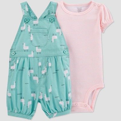 Baby Girls' Llama Top & Bottom Set - Just One You® made by carter's Teal/Peach | Target