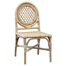 Mainly Baskets Louis XVI Coastal Natural Handwoven Rattan Dining Side Chair | Kathy Kuo Home