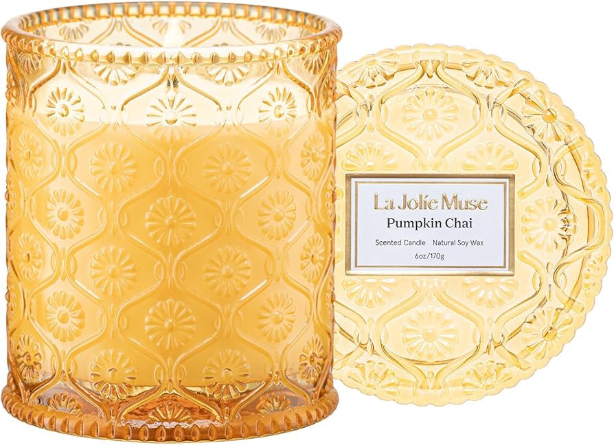 LA JOLIE MUSE Pumpkin Chai Scented Candle, Fall Candle, Natural Soy Candle, 40 Hours Burning Time... | Amazon (US)