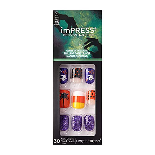 Kiss imPRESS Press on Manacure Halloween Nails - Silence, Short Length, Square Shape, 30 Fake Nails | Amazon (US)