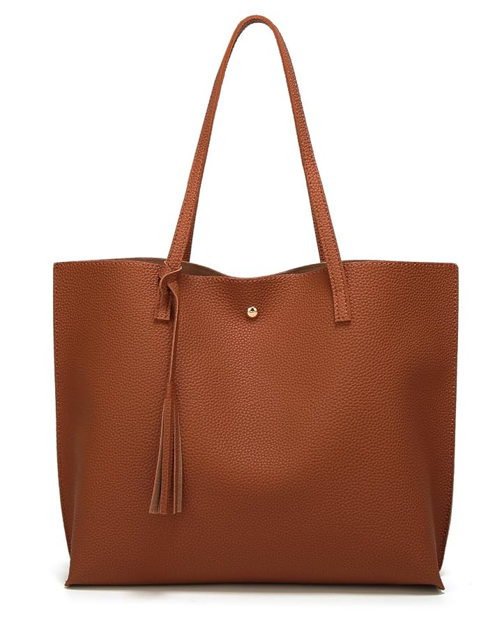 Dreubea Women's Soft Faux Leather Tote Shoulder Bag from, Big Capacity Tassel Handbag | Amazon (US)