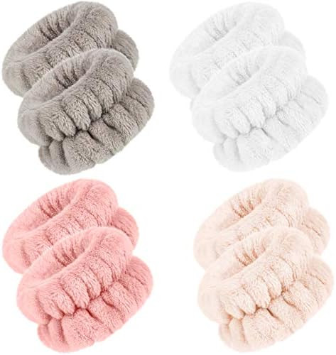 4 Pairs Wrist Spa Washband Microfiber Wrist Wash Towel Band Wristband Scrunchies for Washing Face... | Amazon (US)