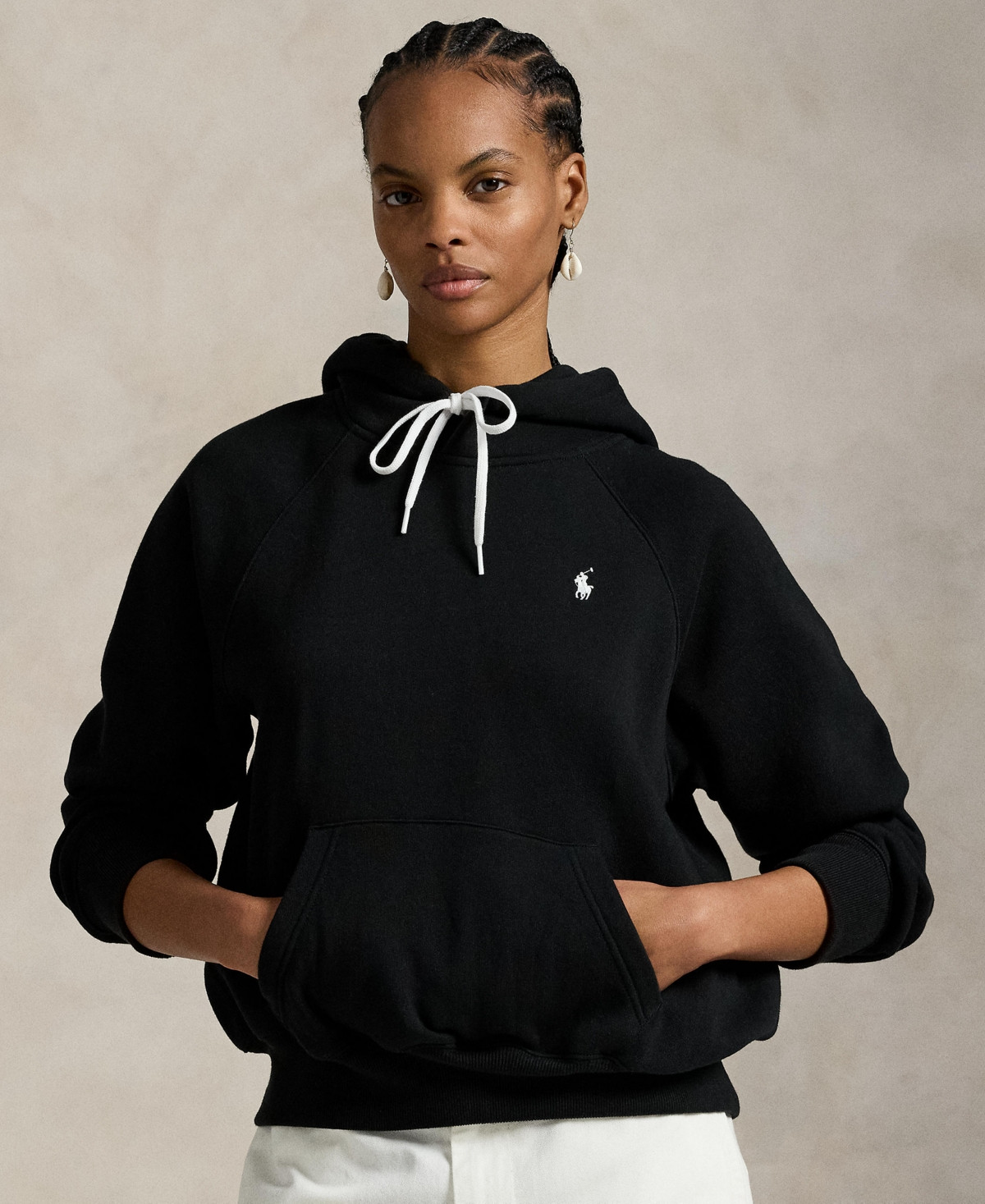 Polo Ralph Lauren Women's Shrunken Fit Fleece Hoodie Sweatshirt - Polo Black | Macy's